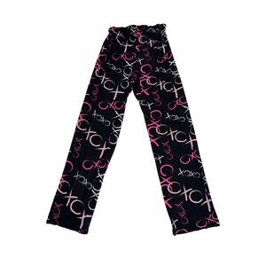 Just Be... Womens Y2K XOXO Pajama Pants Black Pink Lounge Sleepwear Size M